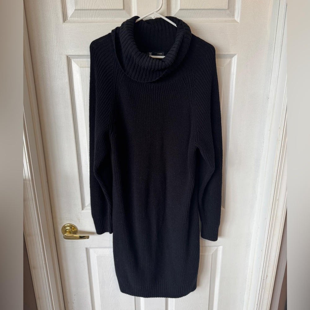 INC International Concepts Black Cowl Neck Sweater Dress